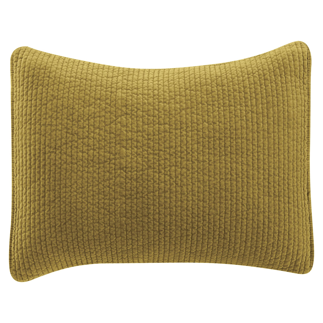 Stonewashed Cotton Velvet Quilted Pillow Sham styled for a transitional bedroom space.