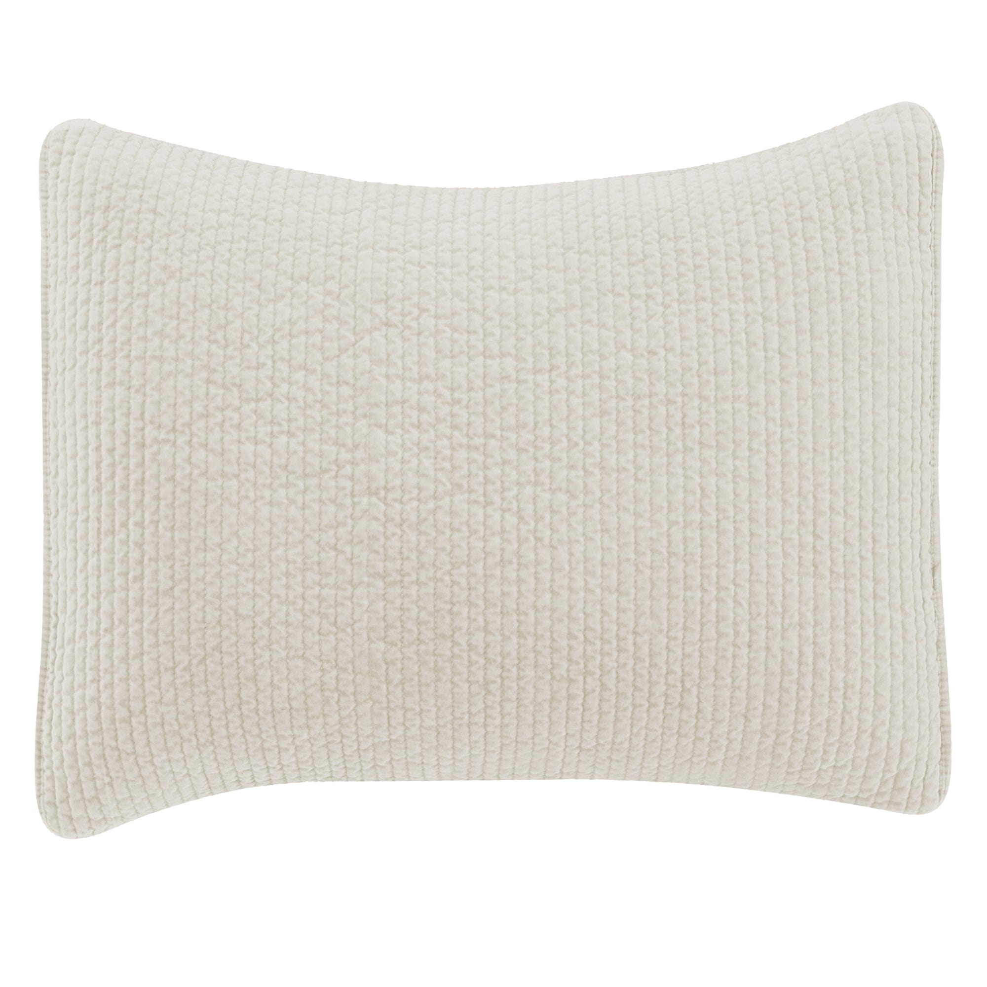 Stonewashed Cotton Velvet Quilted Pillow Sham styled for a transitional bedroom space.