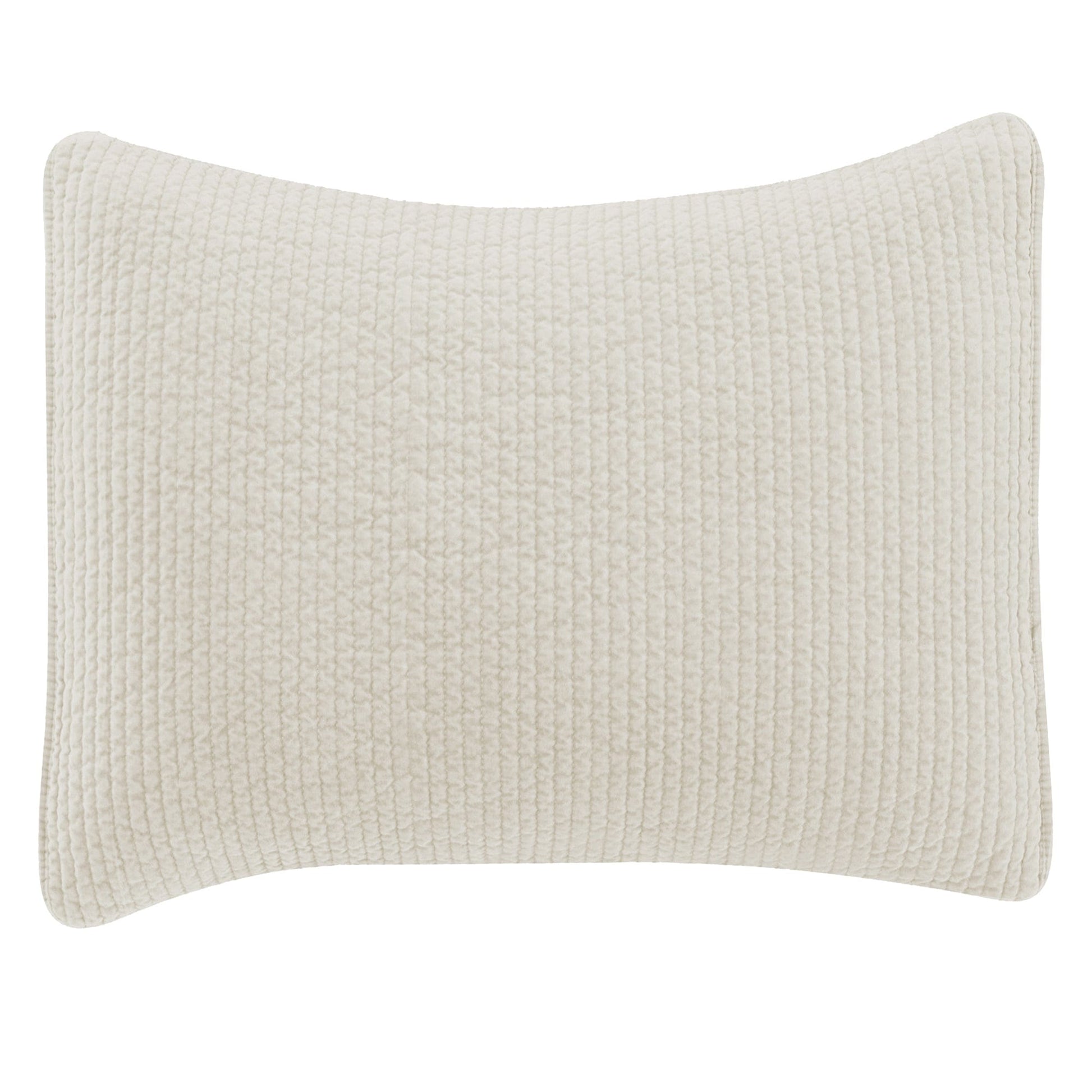 Stonewashed Cotton Velvet Quilted Pillow Sham styled for a transitional bedroom space.