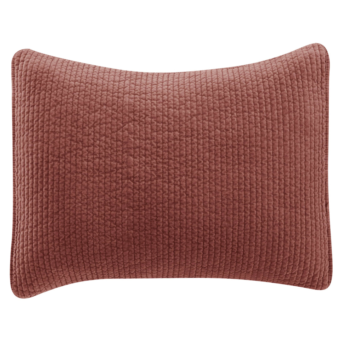 Stonewashed Cotton Velvet Quilted Pillow Sham styled for a transitional bedroom space.