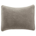 Stonewashed Cotton Velvet Quilted Pillow Sham styled for a transitional bedroom space.