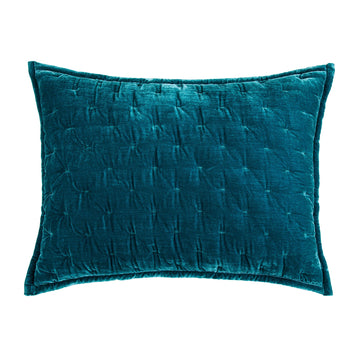 Stella Faux Silk Velvet Pintuck Pillow Sham styled for a transitional bedroom space.