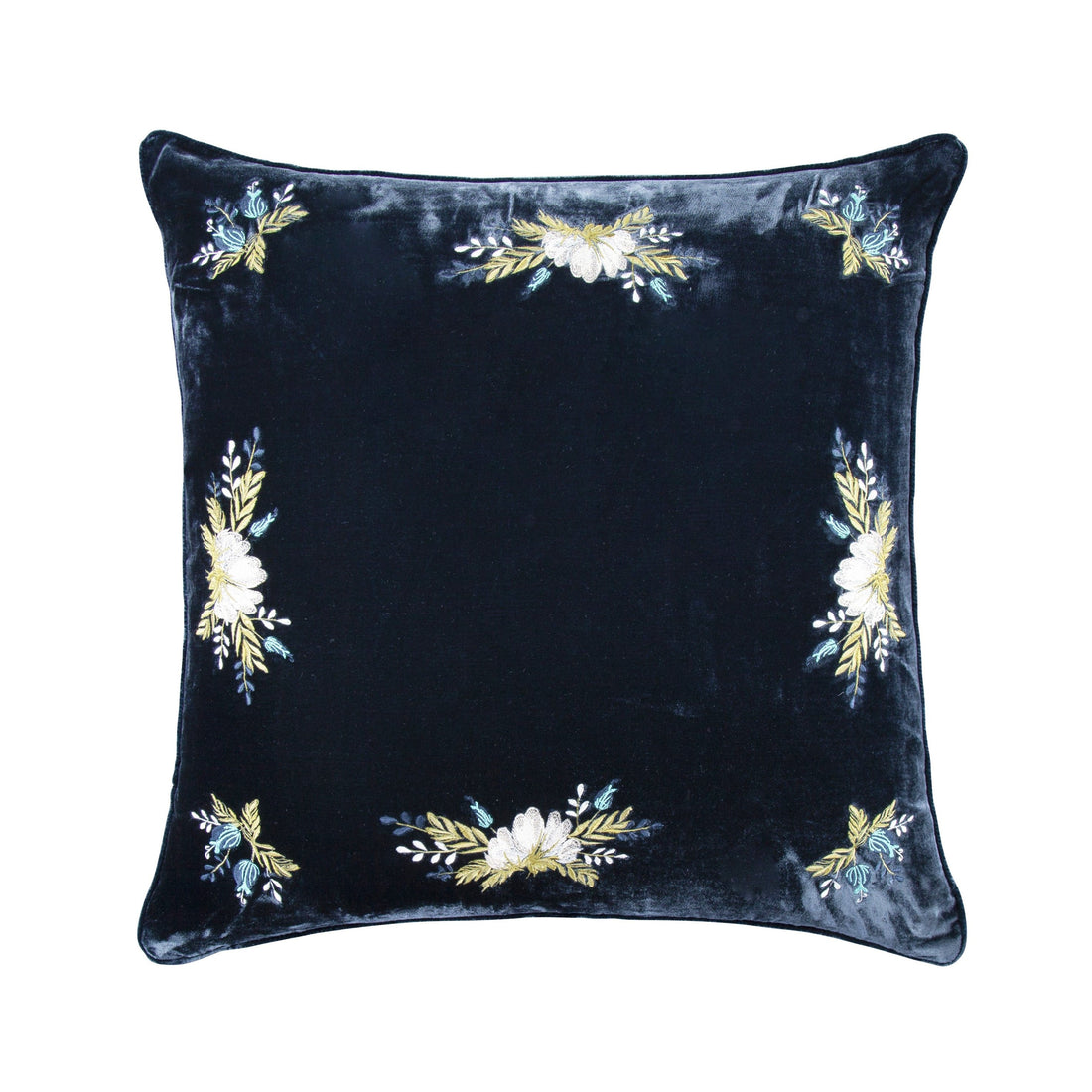 Stella Western Floral Embroidered Faux Silk Velvet Pillow styled for a southwestern living room space.