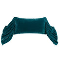 Stella Faux Silk Velvet Long Ruffled Pillow styled for a transitional living room space.