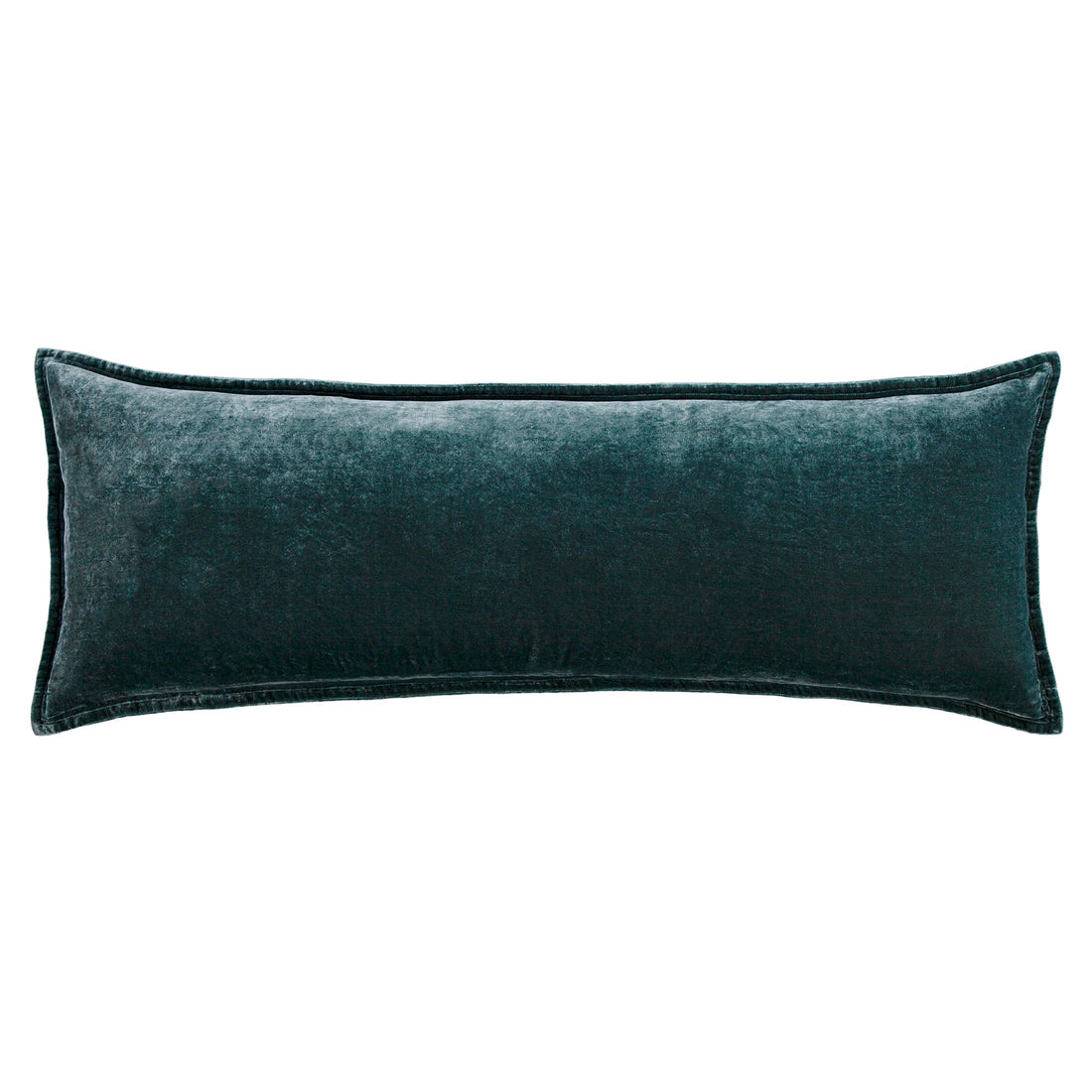 Stella Faux Silk Velvet Long Lumbar Pillow styled for a transitional living room space.
