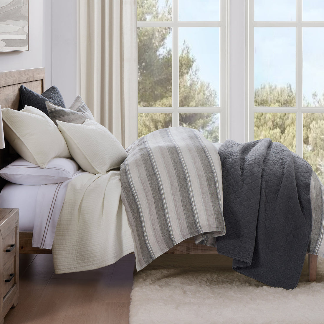 natural fabric duvet cover in a classic contemporary bedroom setting
