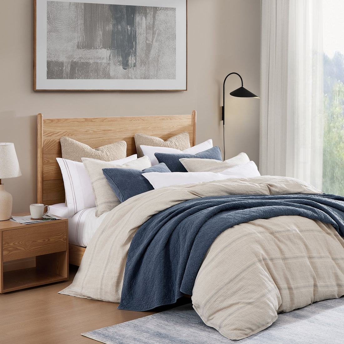 natural fabric duvet cover in a classic contemporary bedroom setting