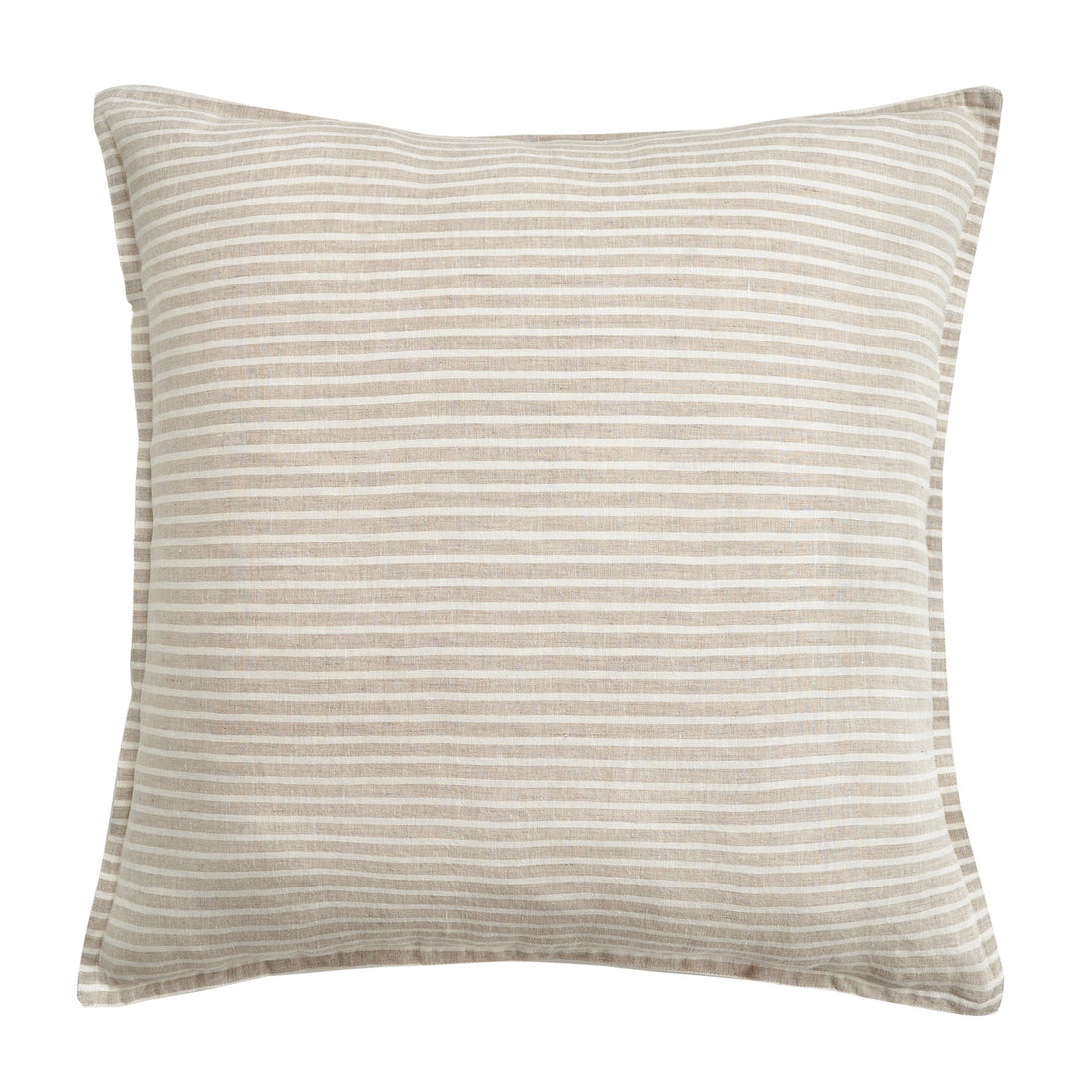 100% French Flax Linen Railroad Stripe Euro Sham styled for a transitional bedroom space.
