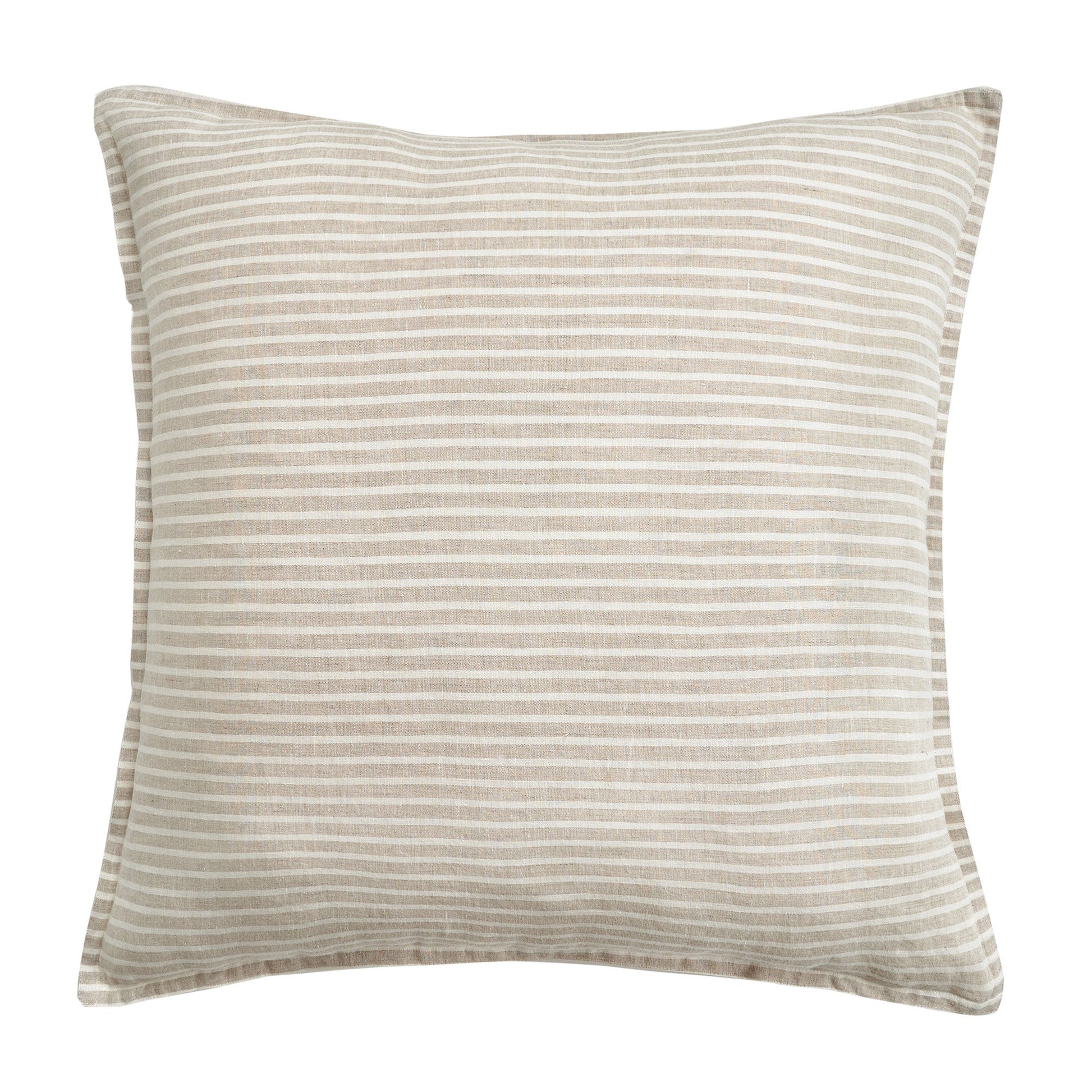 100% French Flax Linen Railroad Stripe Euro Sham styled for a transitional bedroom space.