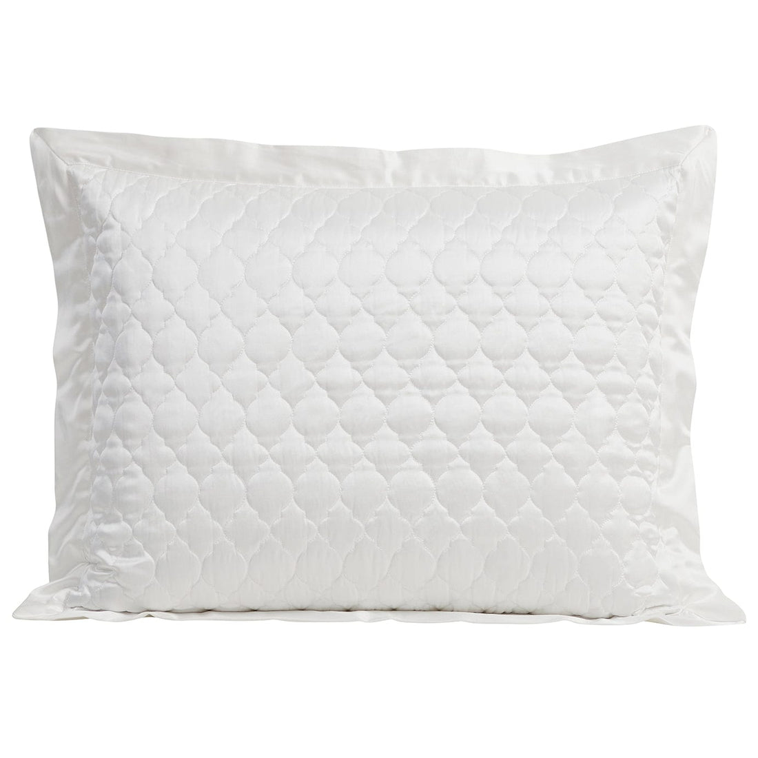 High Shine Satin Quatrefoil Quilt Pillow Sham Set styled for a transitional bedroom space.