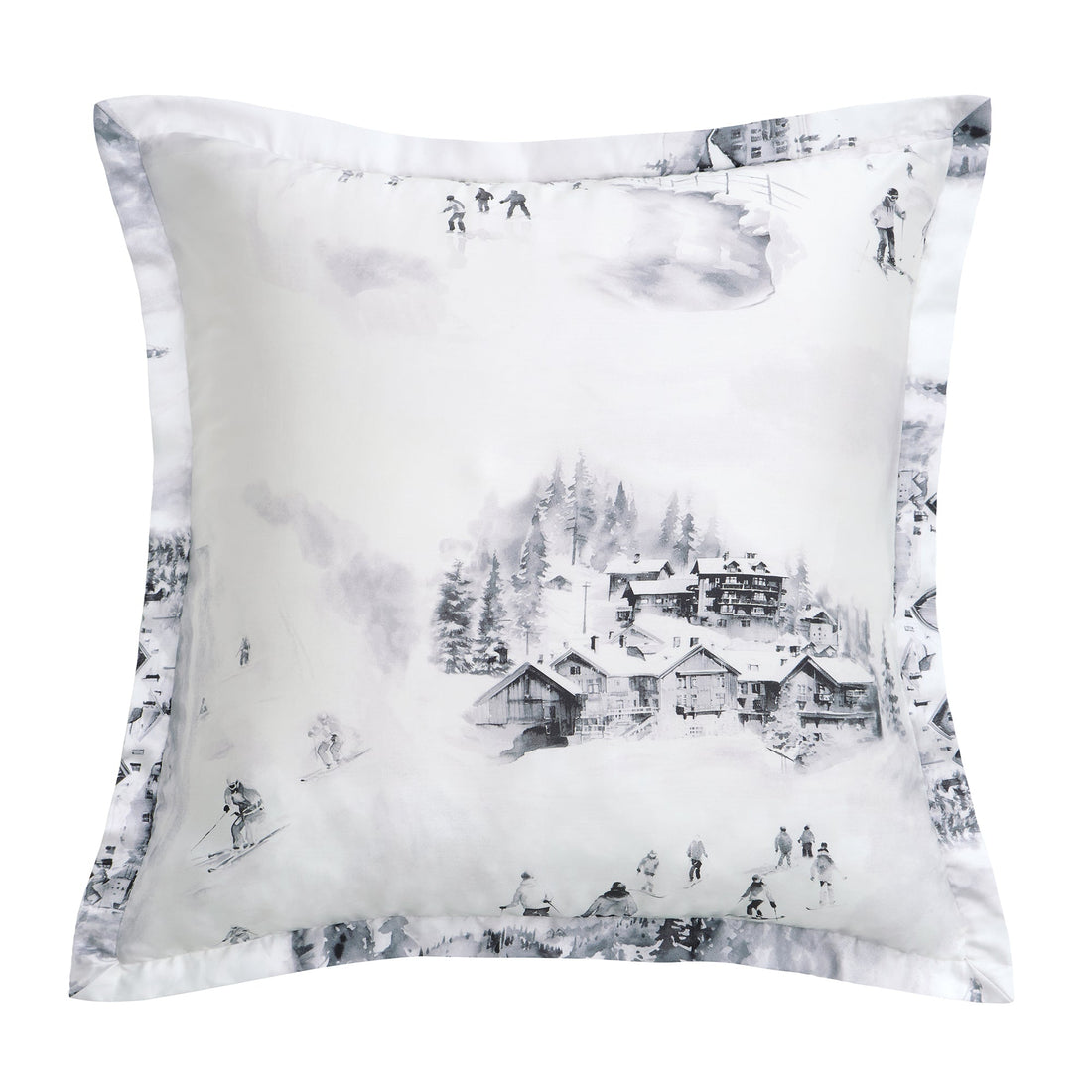 neutral-toned linen pillow sham in a coastal guest room setting