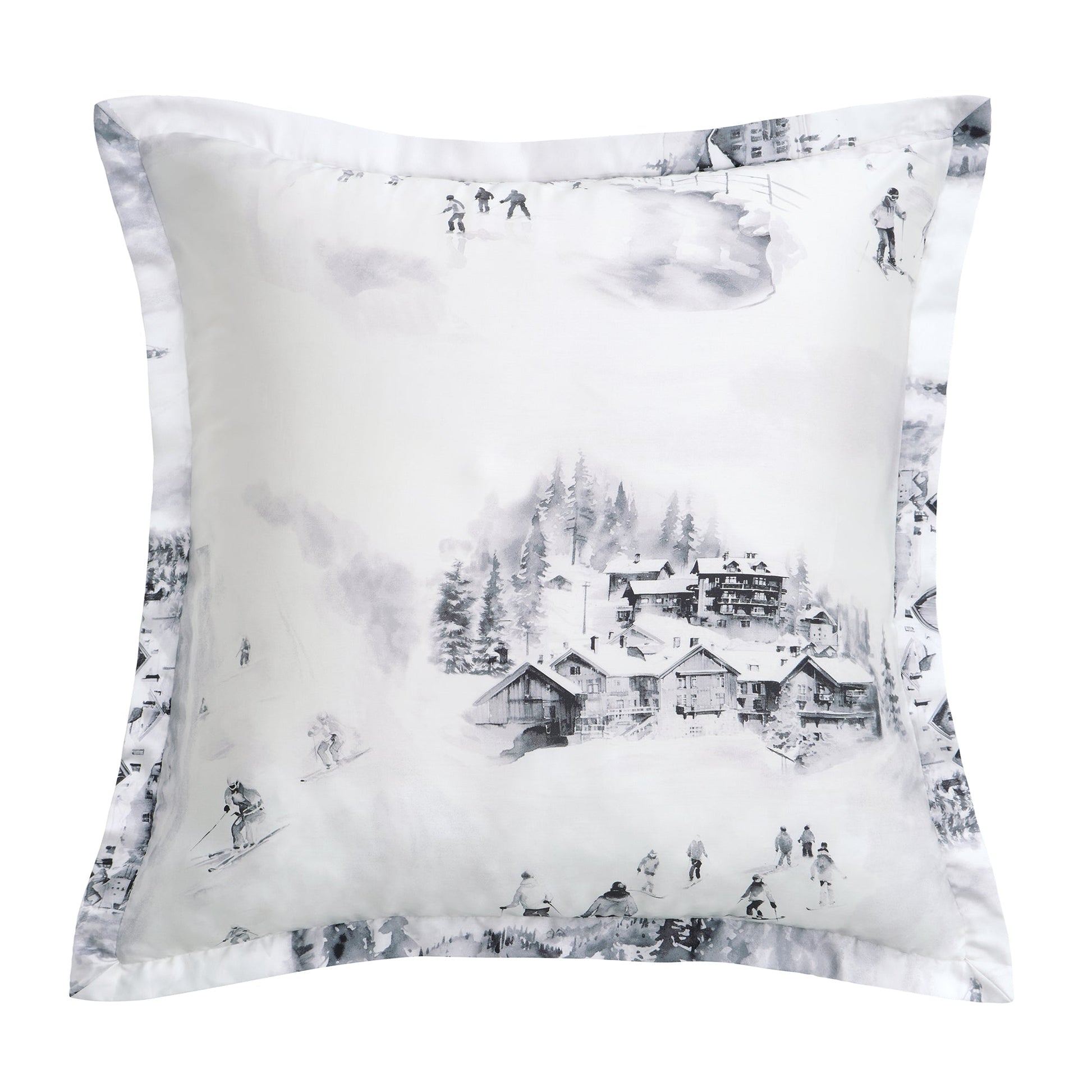 neutral-toned linen pillow sham in a coastal guest room setting