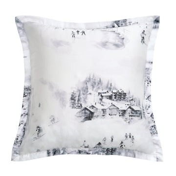 neutral-toned linen pillow sham in a coastal guest room setting