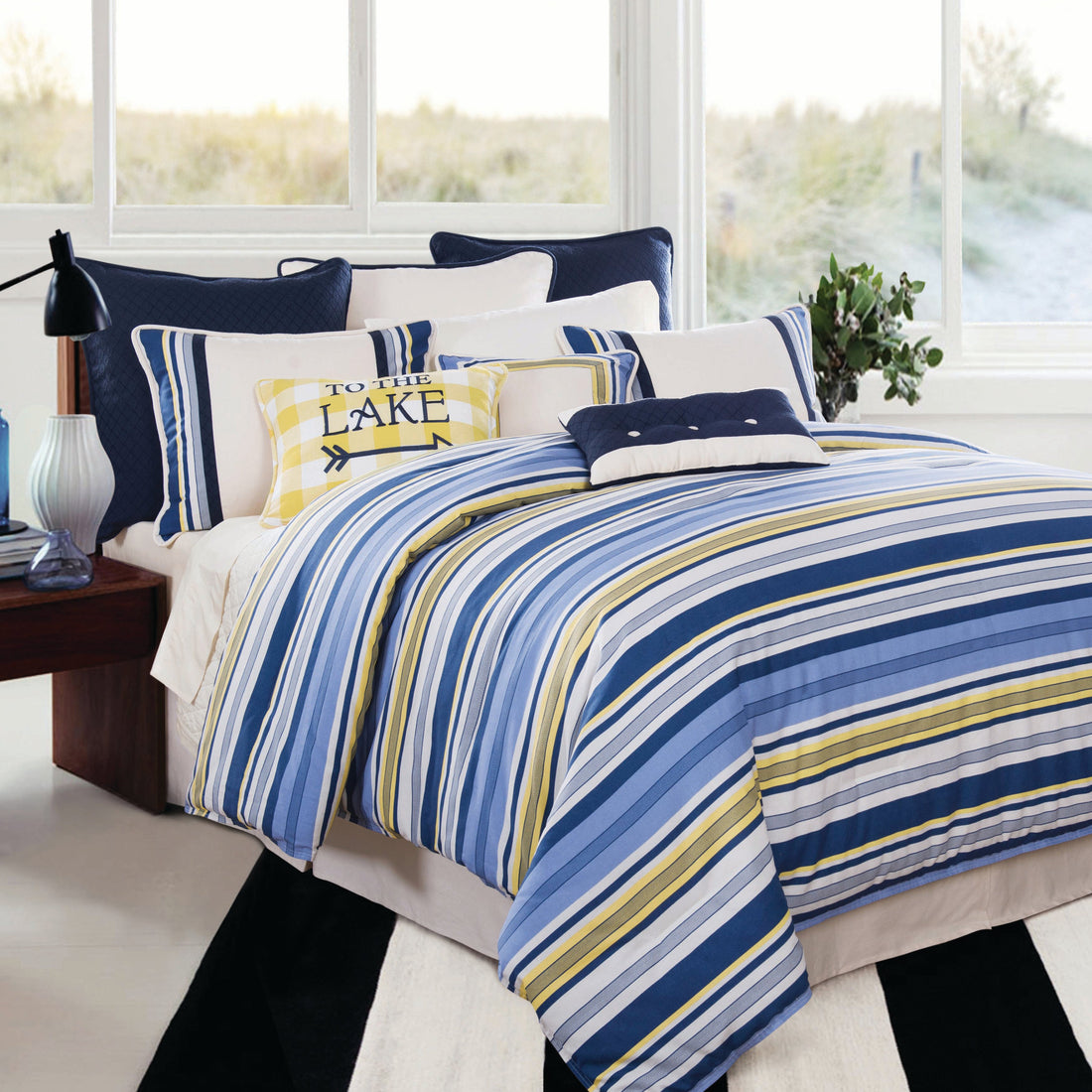 earth-toned fabric home décor piece in a contemporary cozy bedroom setting