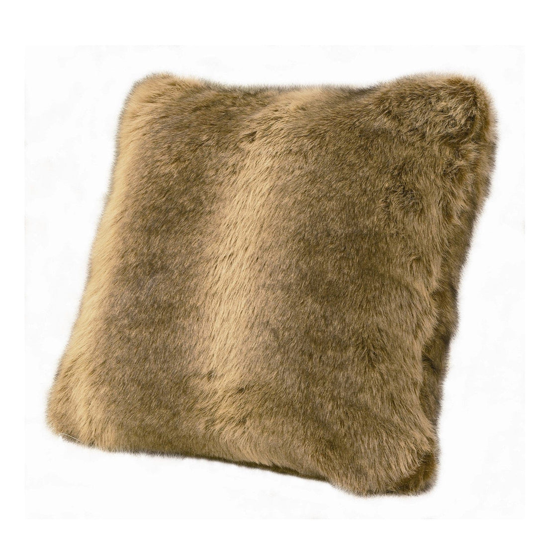 Faux Wolf Fur Oversized Throw Pillow styled for a rustic living room space.