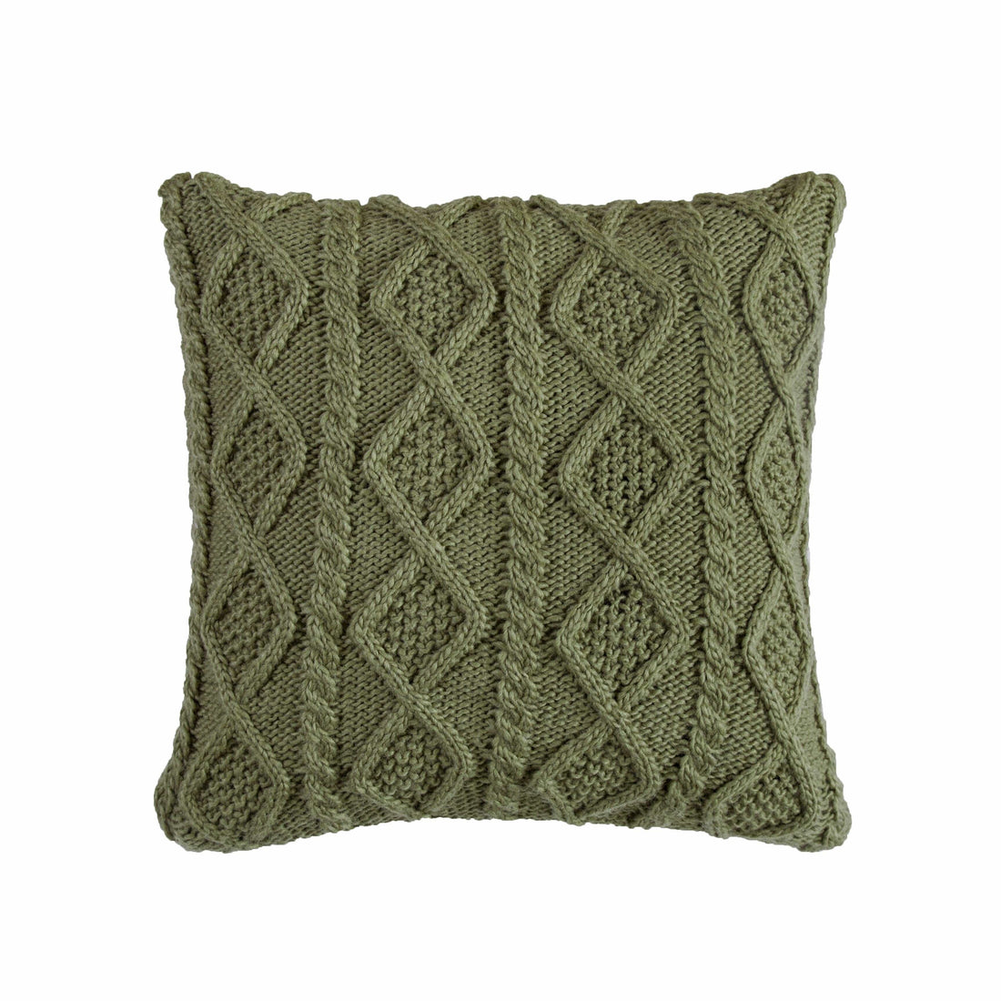 Cable Knit Soft Diamond Throw Pillow styled for a transitional living room space.