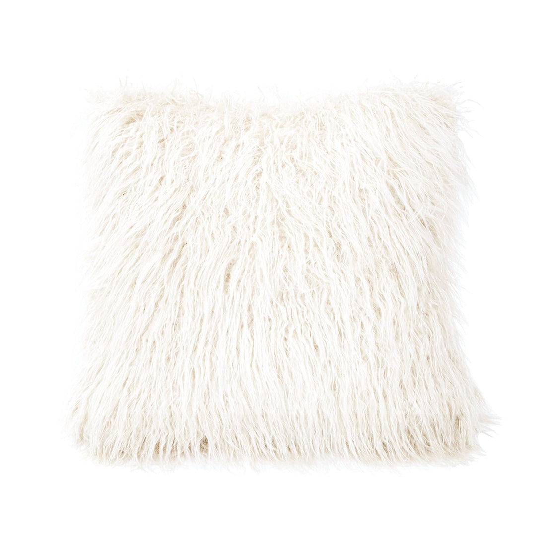 Mongolian Faux Fur Throw Pillow styled for a transitional living room space.