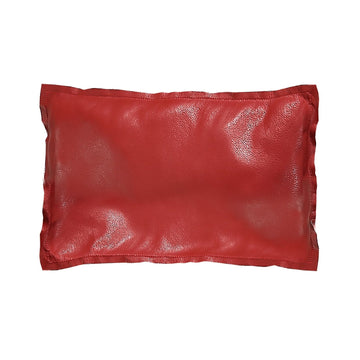gray canvas decorative pillow in a elegant modern bedroom setting