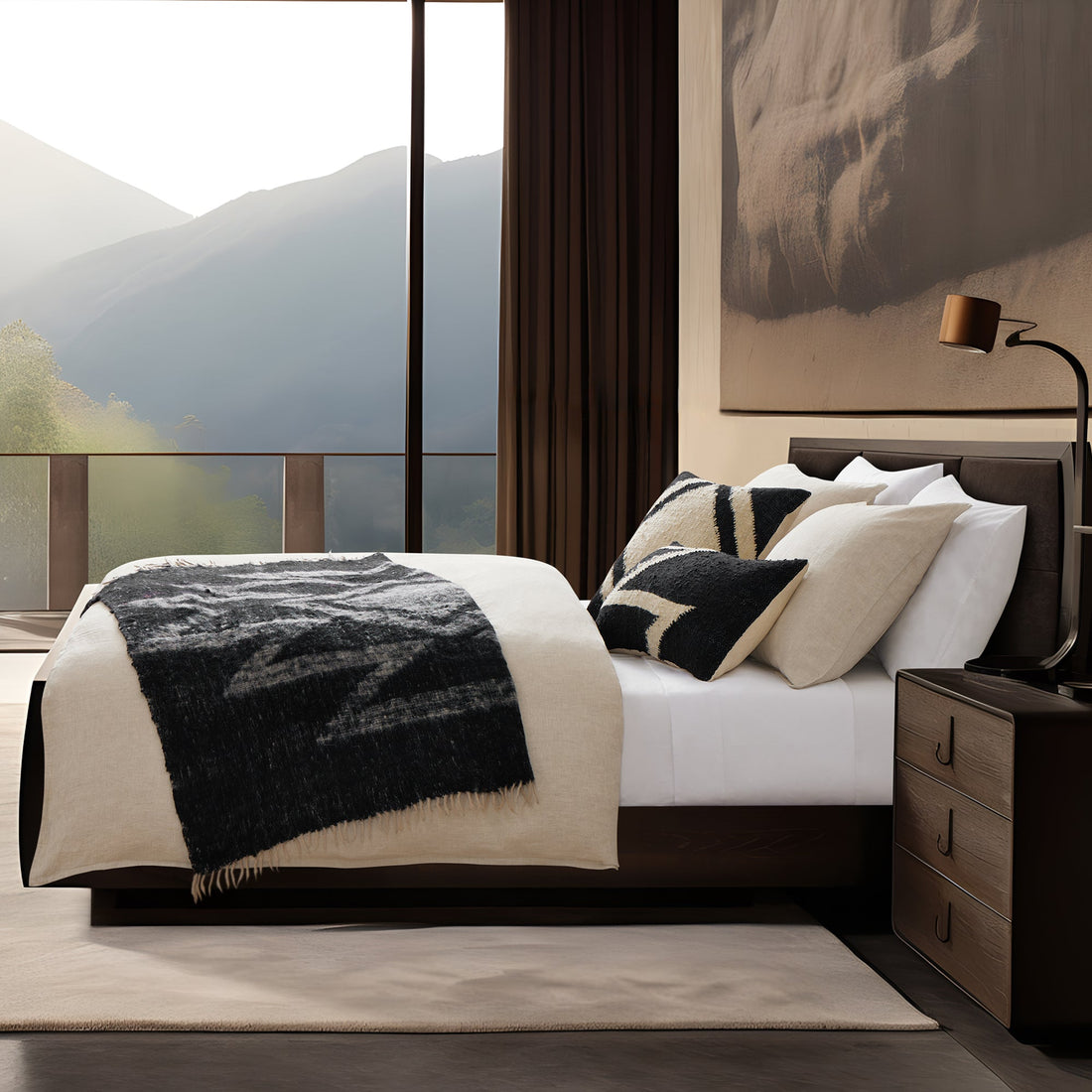 Antigua Handwoven Oblong Pillow styled for a transitional living room space.