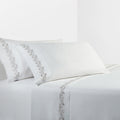 350TC Gray Scroll Embroidered Sheet Set - Queen styled for a transitional bedroom space.