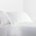 350TC Embroidered Stripe White Sheet Set - King styled for a transitional bedroom space.