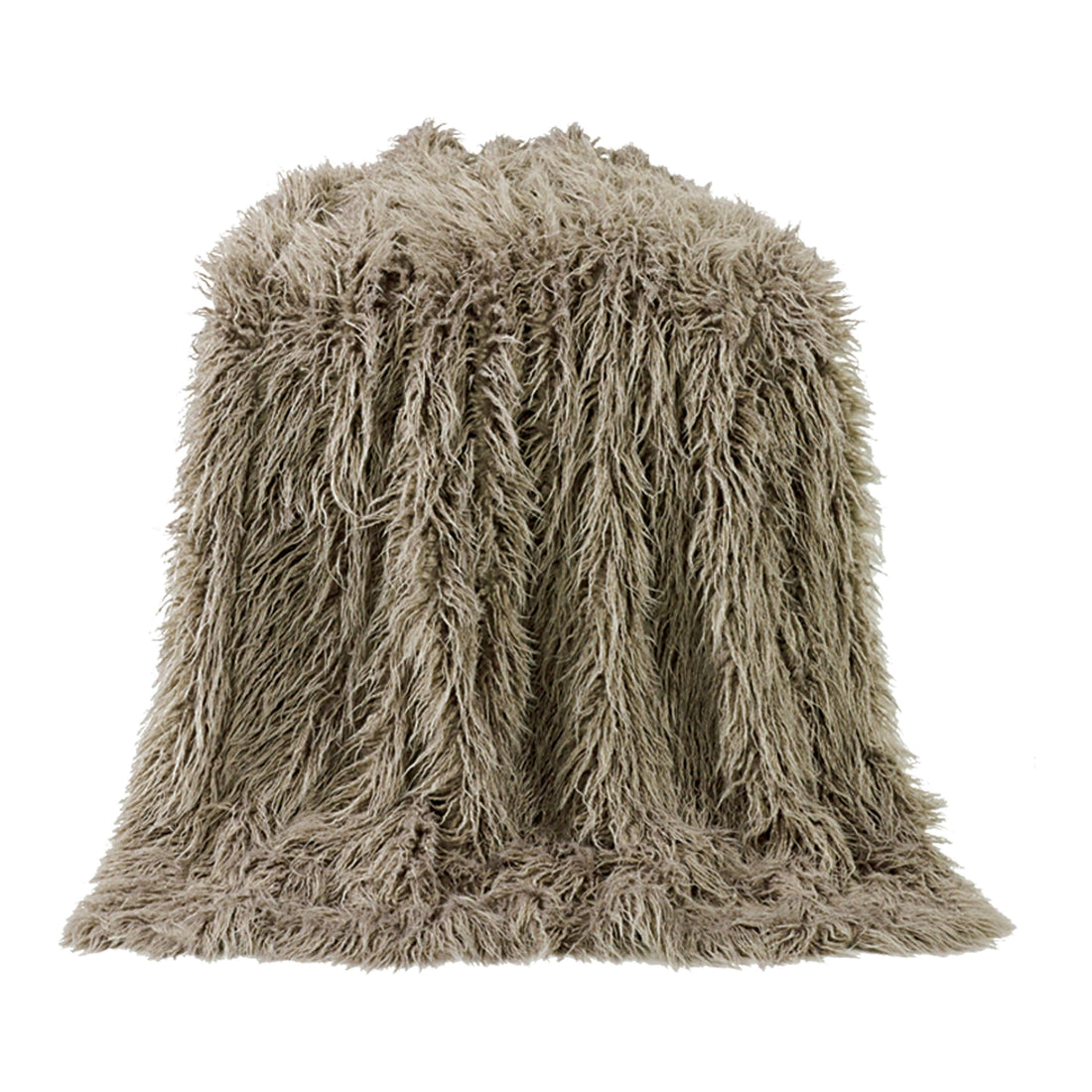 Mongolian Faux Fur Throw Blanket styled for a transitional living room space.