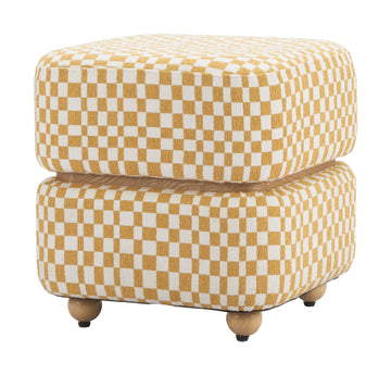ivory solid wood ottoman styled in a modern modern living room