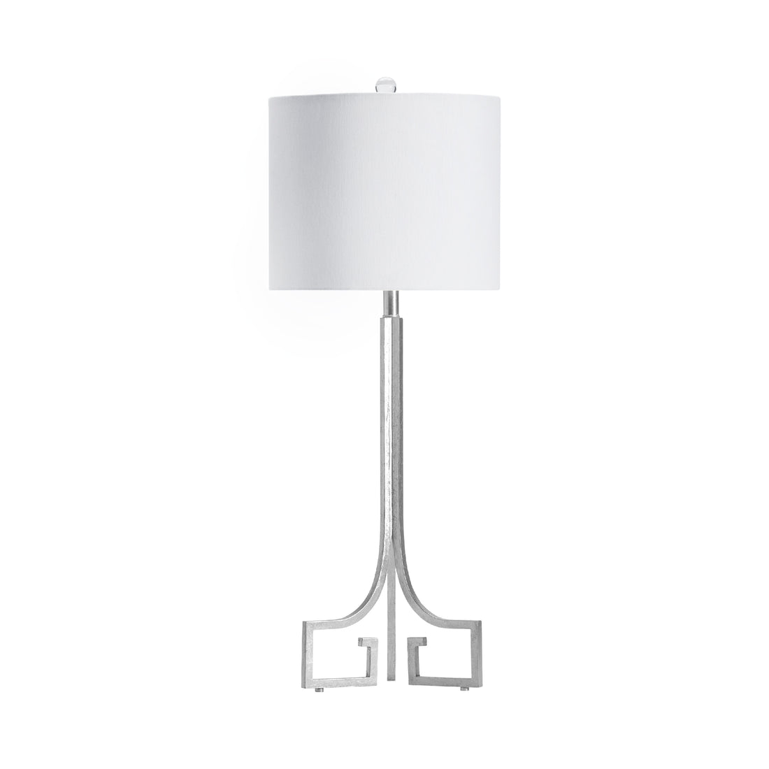 gray canvas table lamp in a modern bedroom setting