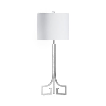 gray canvas table lamp in a modern bedroom setting