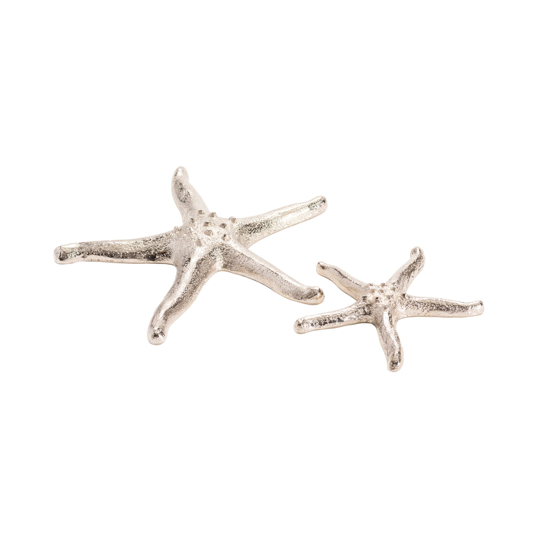 2 Piece Silver Starfish contemporary wall art displayed in a warm family room setting