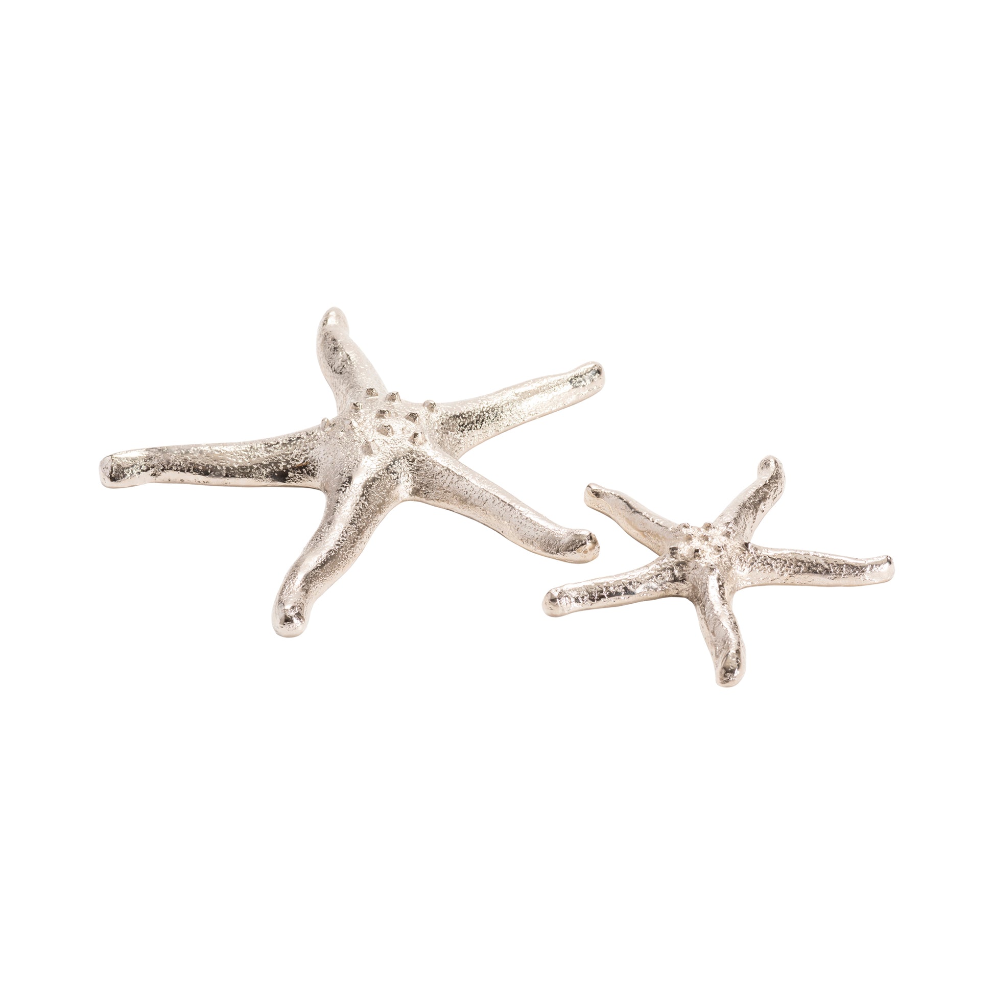 2 Piece Silver Starfish contemporary wall art displayed in a warm family room setting