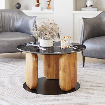 charcoal textured accent table in a classic entryway setting