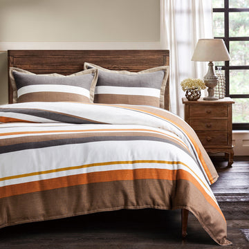 warm-toned plush duvet cover in a elegant modern bedroom setting