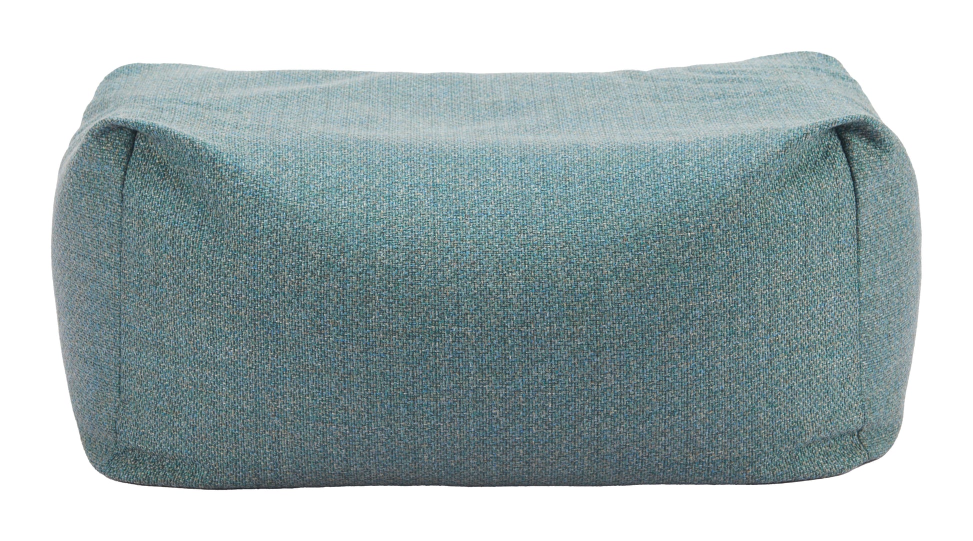 green rectangular ottoman long side front on a white background
