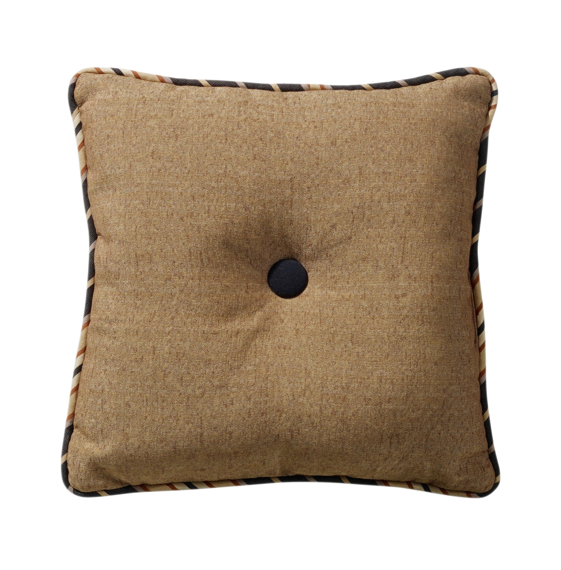 cream woven decorative pillow in a coastal guest room setting