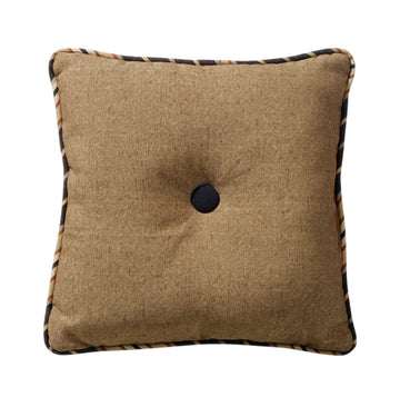 cream woven decorative pillow in a coastal guest room setting