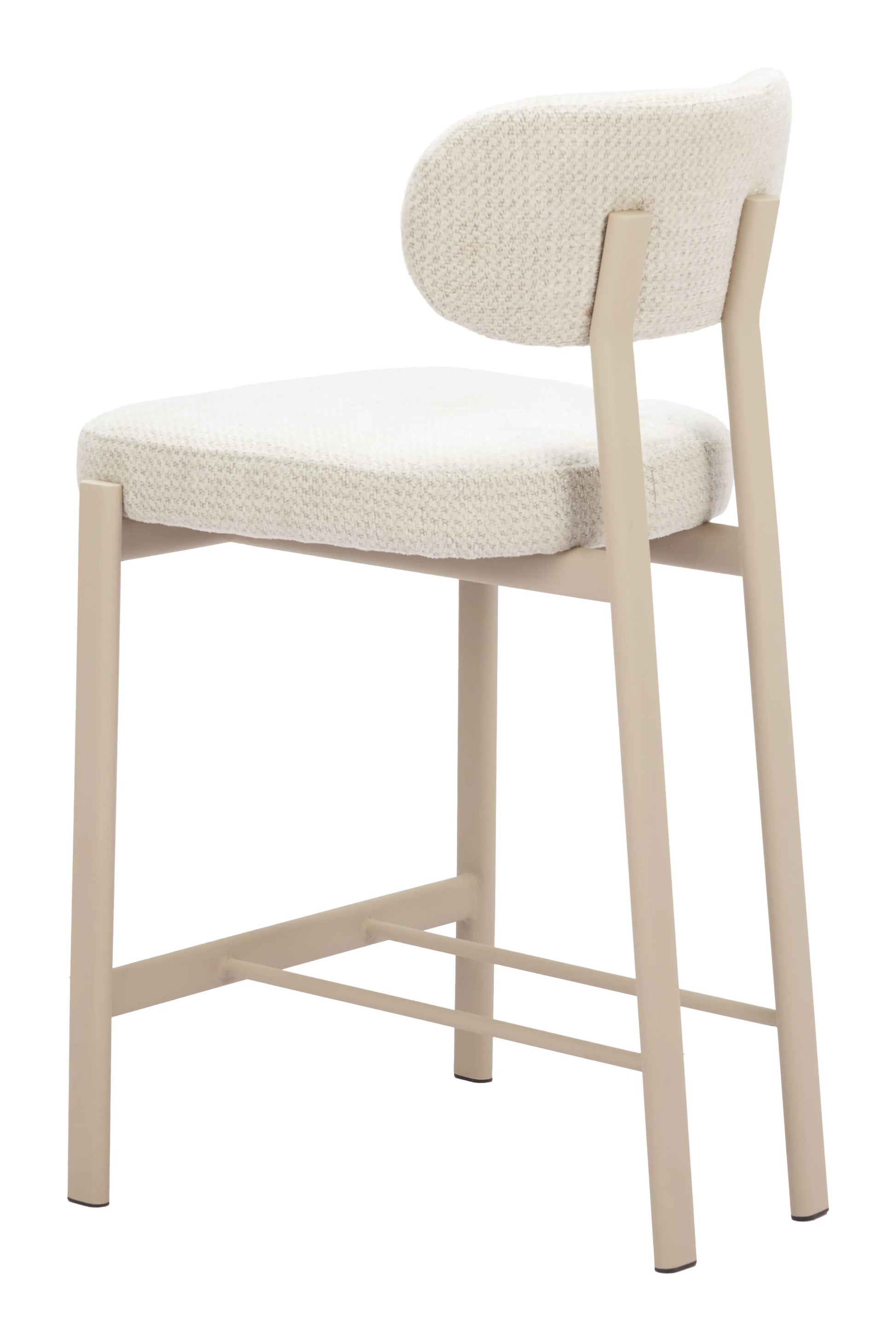light gray counter stool with cushioned seat on a white background