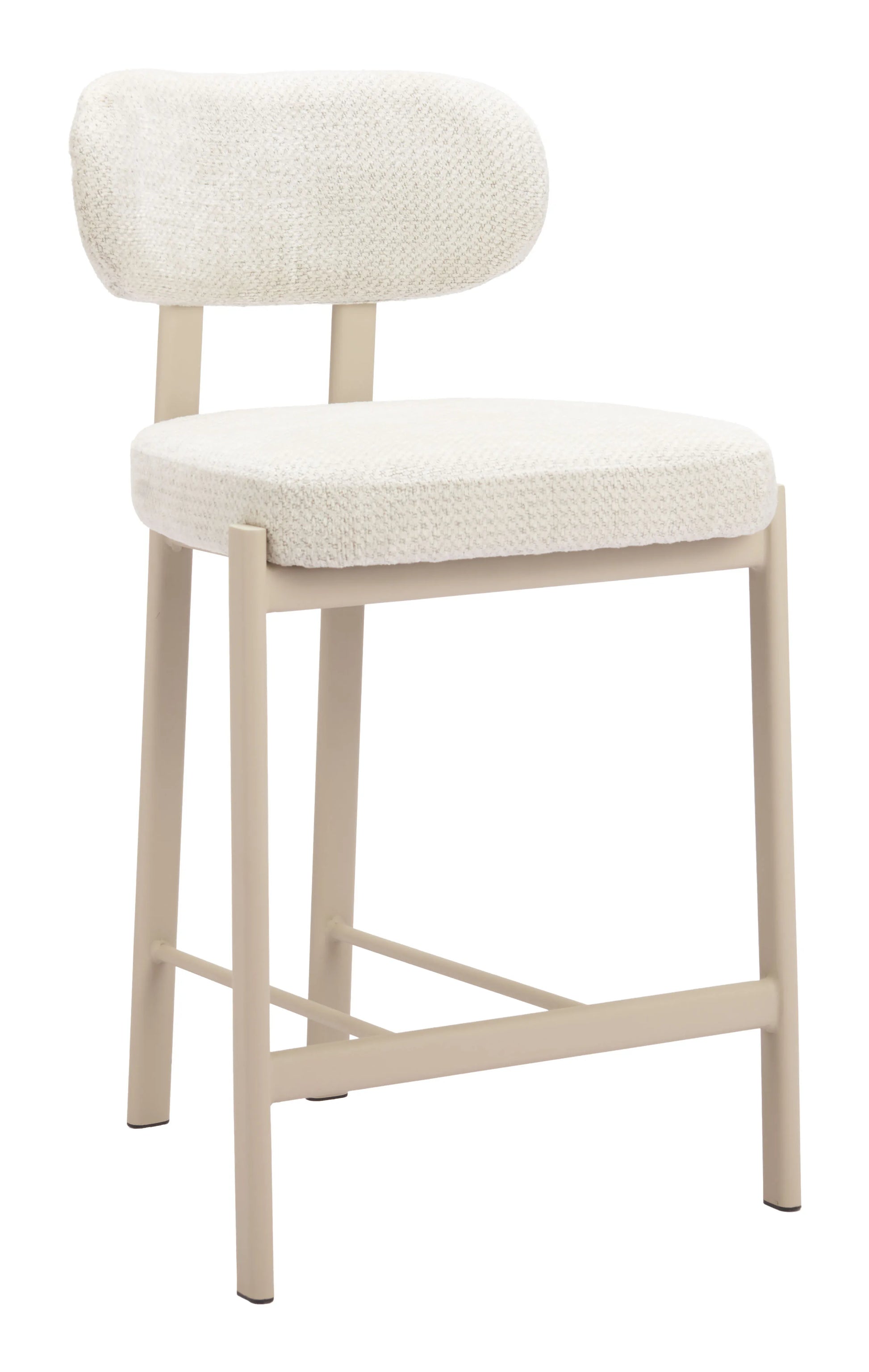 light gray bar counter stool with cushioned seat and backrest on a white background