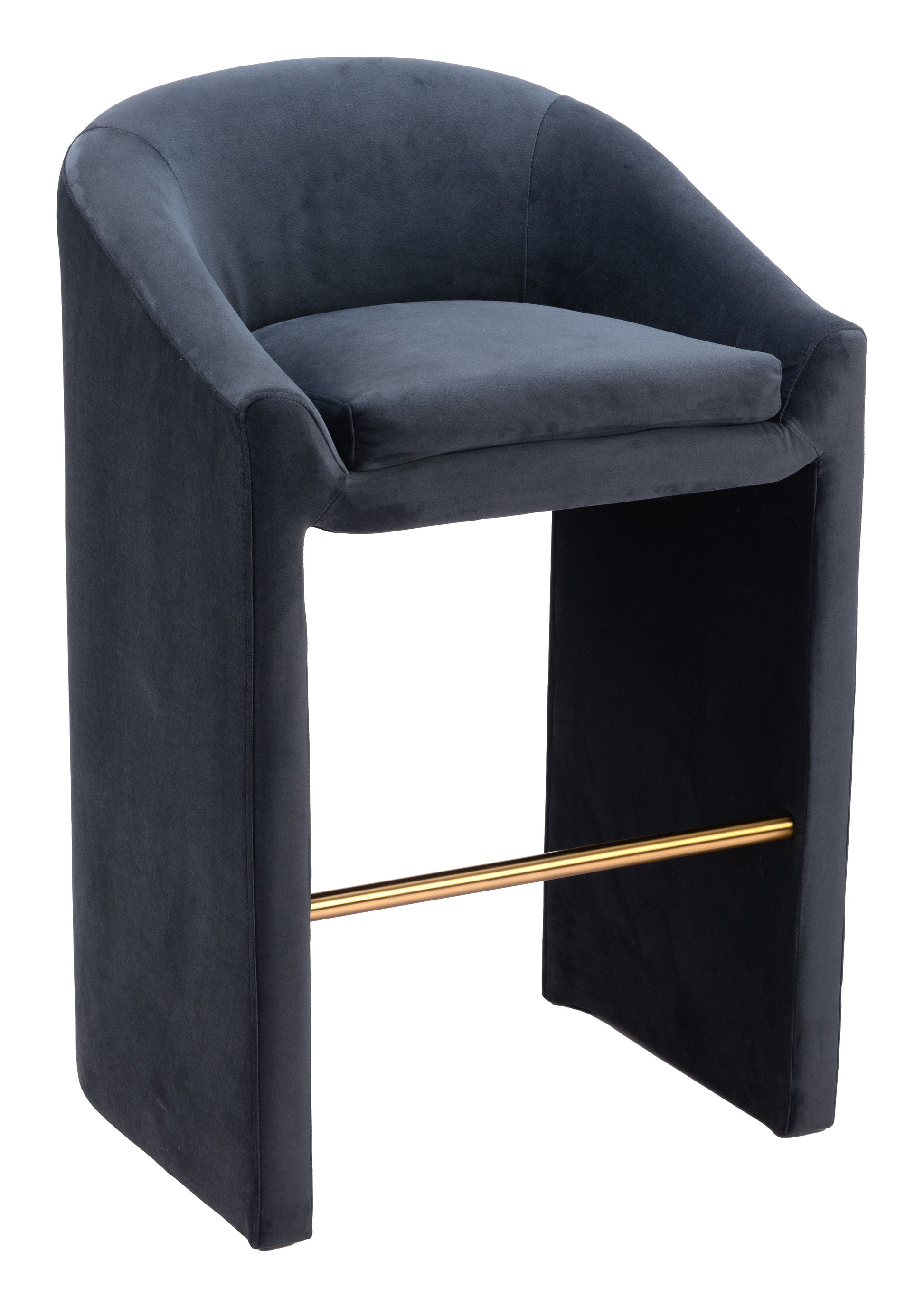 cream brushed metal stool styled in a mid-century minimalist entryway