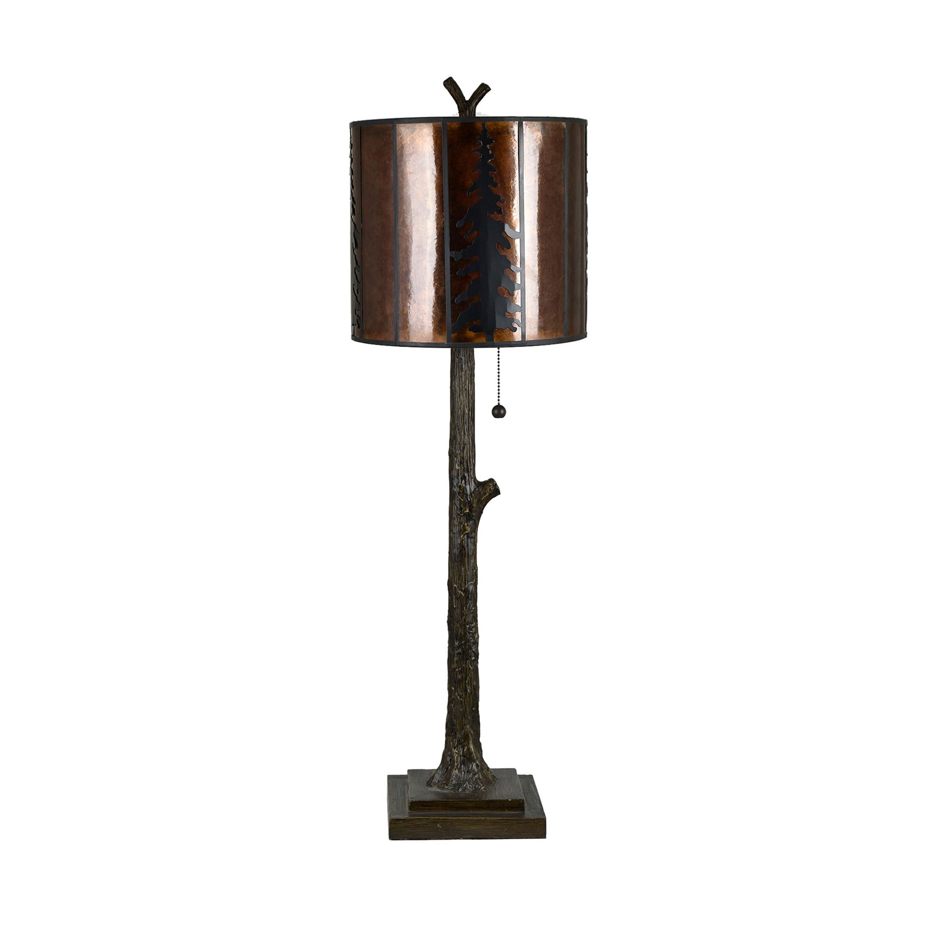 earth-toned fabric table lamp in a farmhouse contemporary bedroom setting