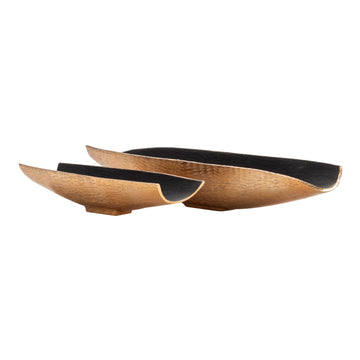 Zara Two-Toned Nesting Boat Shaped Bowl contemporary wall art displayed in a sophisticated lounge setting