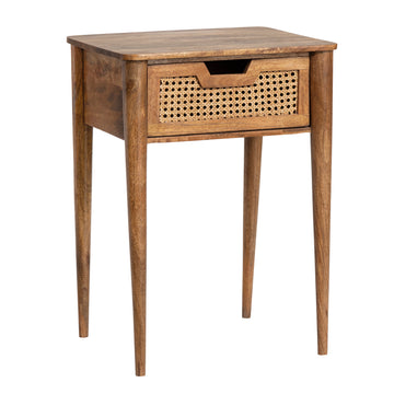 warm-toned soft accent table in a classic entryway setting