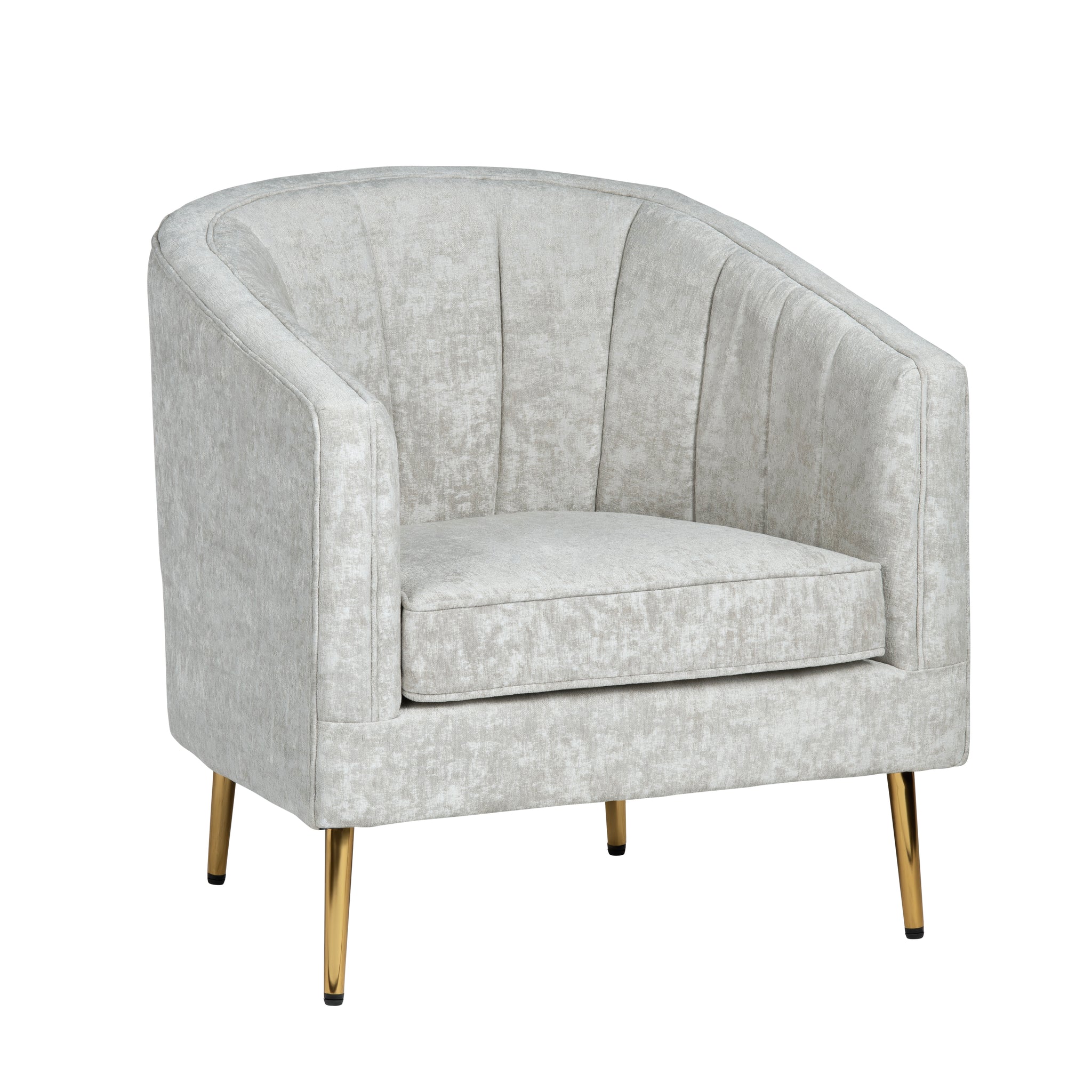 Upholstered Accent Arm Chair styled for a transitional living room space.