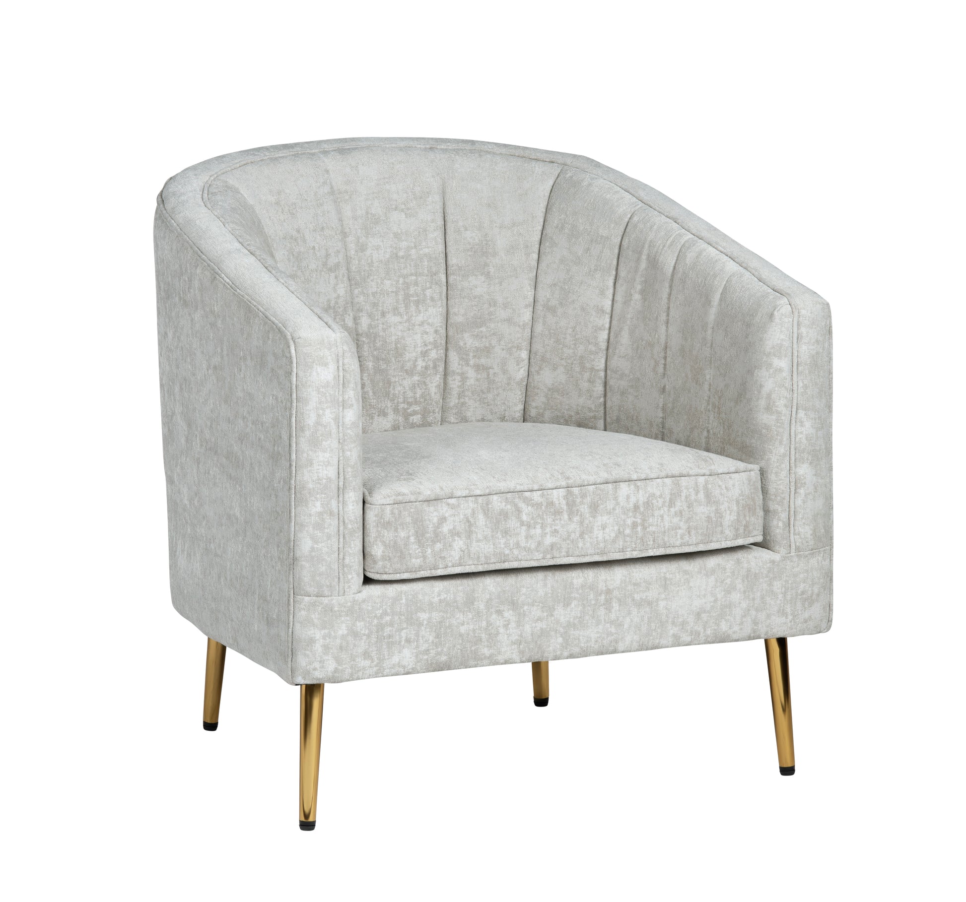 Upholstered Accent Arm Chair styled for a transitional living room space.