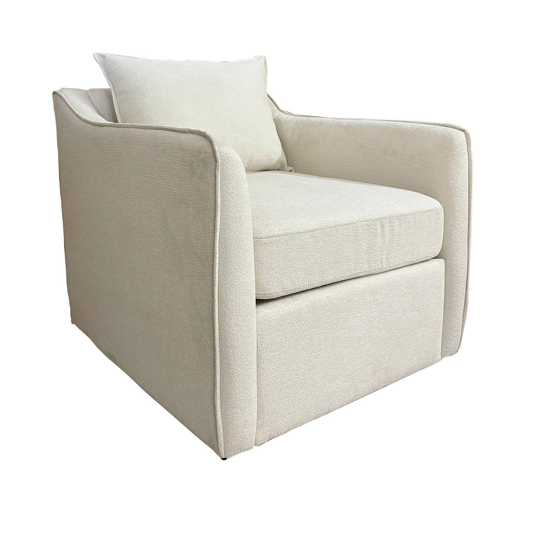 Upholstered Accent Arm Chair styled for a transitional living room space.