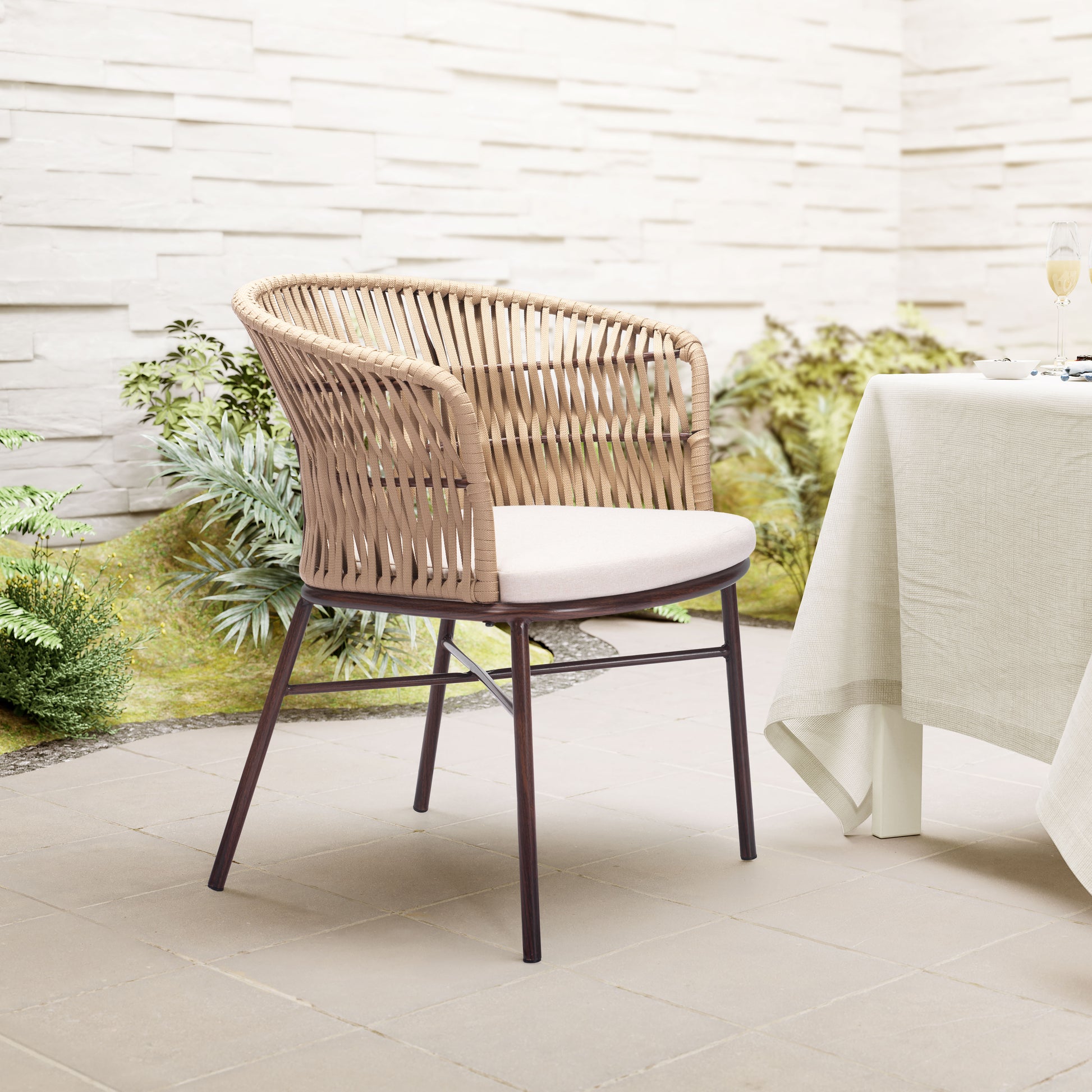 Freycinet Dining Chair (Set of 2) Natural styled for a transitional patio space.