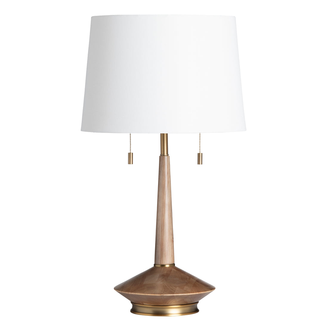 neutral-toned linen table lamp in a contemporary cozy bedroom setting