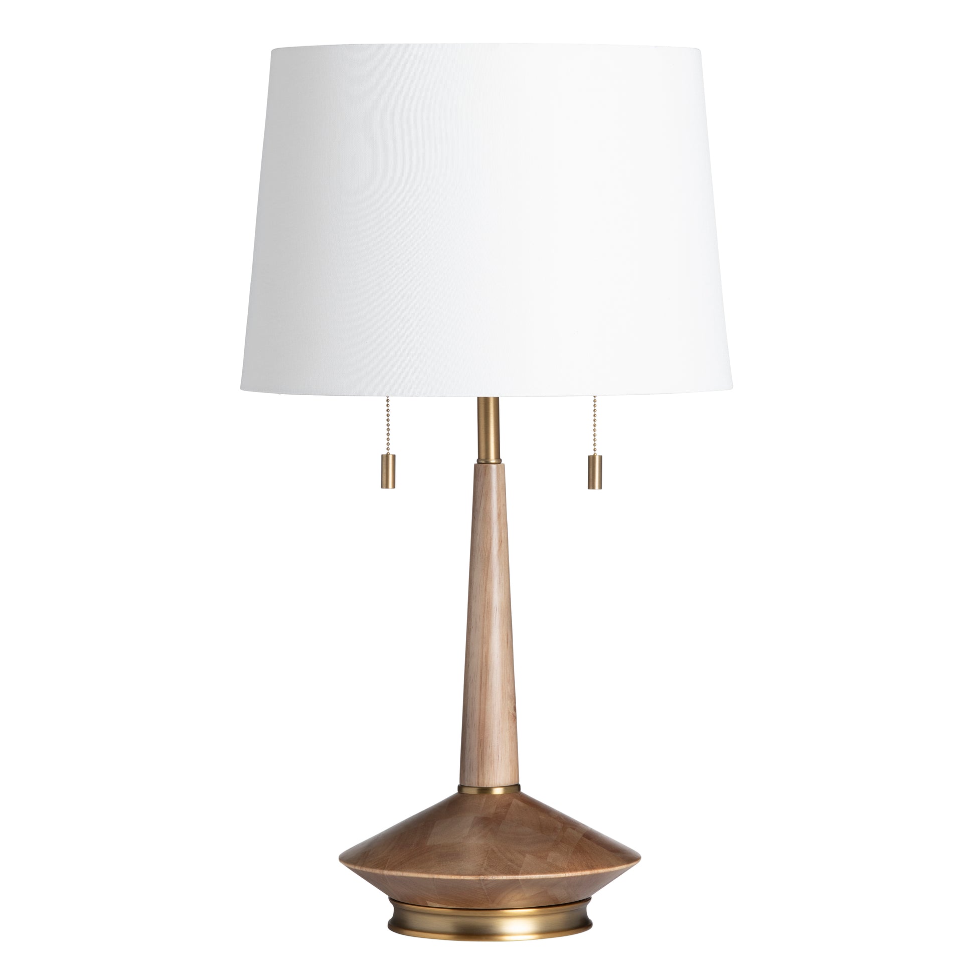neutral-toned linen table lamp in a contemporary cozy bedroom setting