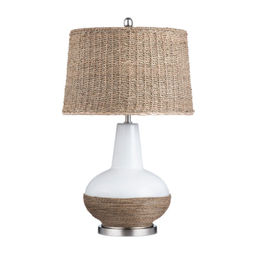 charcoal textured table lamp in a contemporary cozy bedroom setting