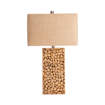 cream woven table lamp in a refined master bedroom setting